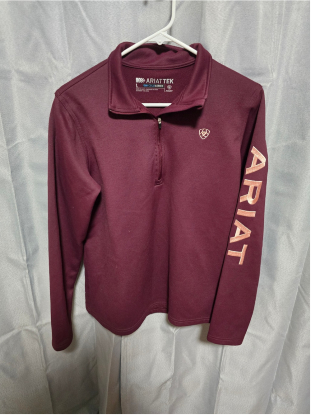 Women's Ariat Cold Series 1/4 Zip Sweatshirt Burgundy Size L
